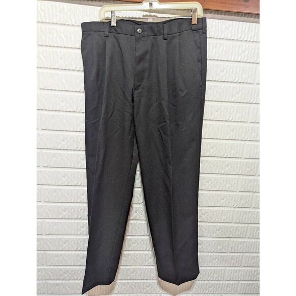 Haggar Cool Men's Black Solid Mid-Rise Ankle Slacks Pants Size 36 x 30 NWT - Picture 1 of 9